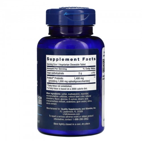 Life Extension, FLORASSIST Prebiotic Chewable, с натуральным клубничным вкусом, 60 жевательных таблеток Life Extension, FLORASSIST Prebiotic Chewable, с натуральным клубничным вкусом, 60 жевательных таблеток